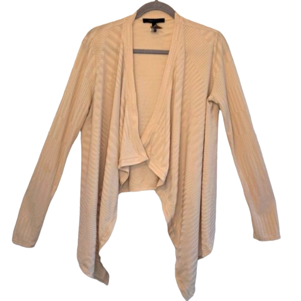 BCBGMaxAzria Cream Open Front Waterfall High Low Cardigan Wrap Size Small